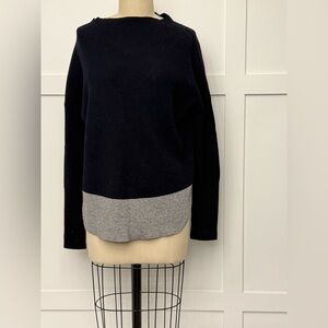 Elegant Navy and Gray Women's Turtleneck Sweater